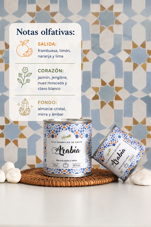 Arabia – Vela artesanal de naranja y mirra 🍊✨