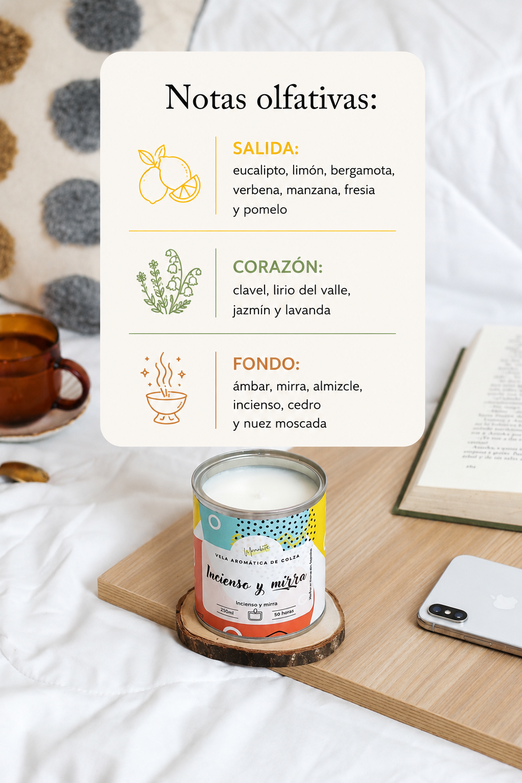 Incienso y Mirra – Vela Artesanal Amaderada