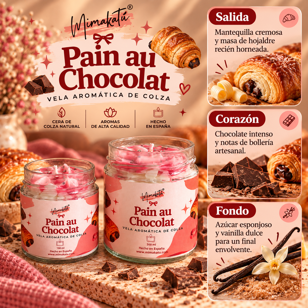 🍫 Pain au Chocolat – Vela artesanal de napolitana de chocolate 🥐