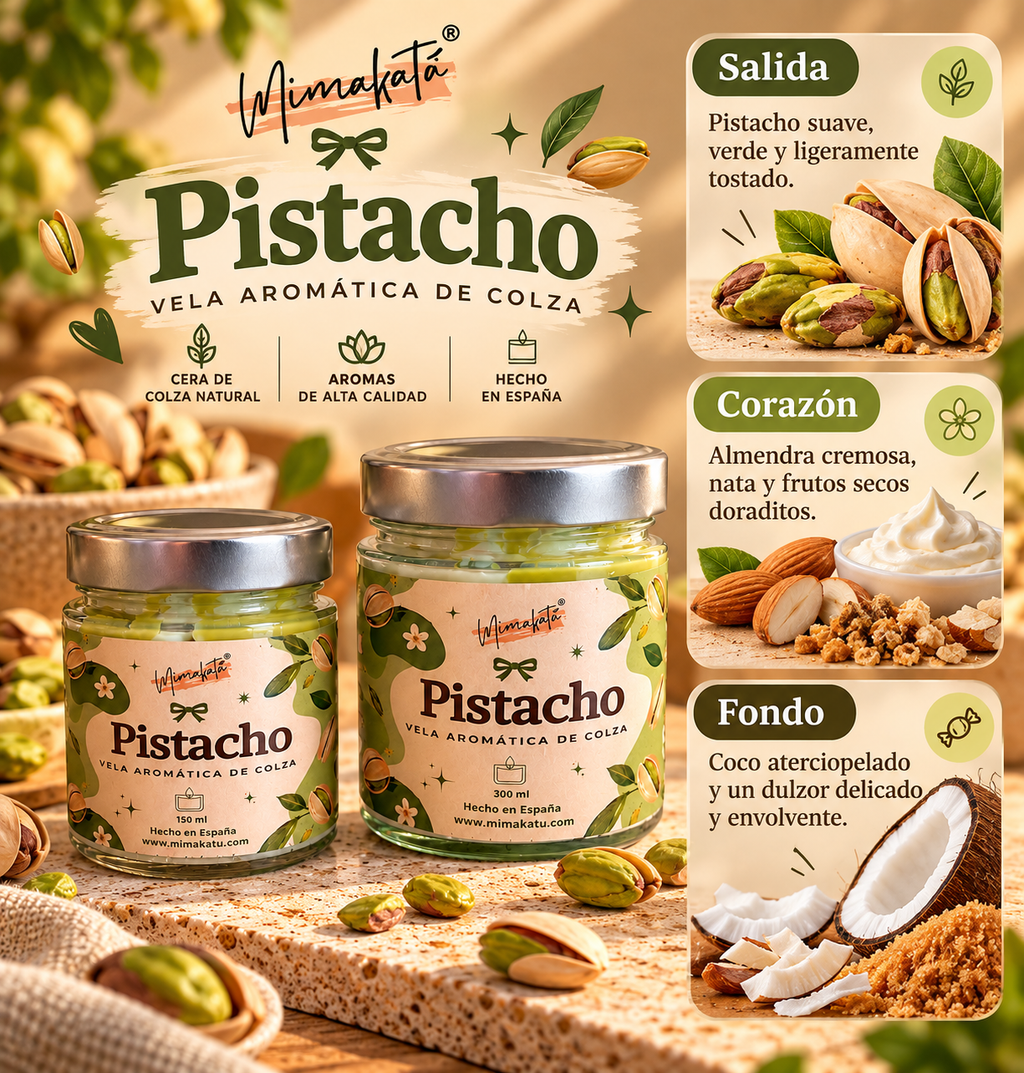 💚 Pistacho – Vela artesanal de pistacho cremoso y dulce 💚✨