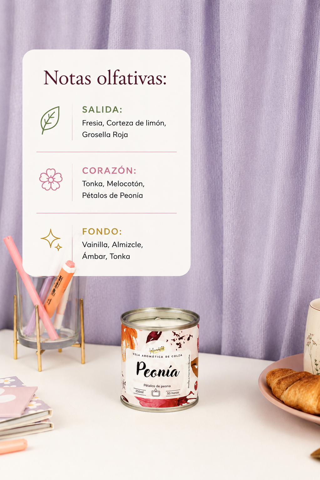 Peonía – Vela artesanal floral 🌸