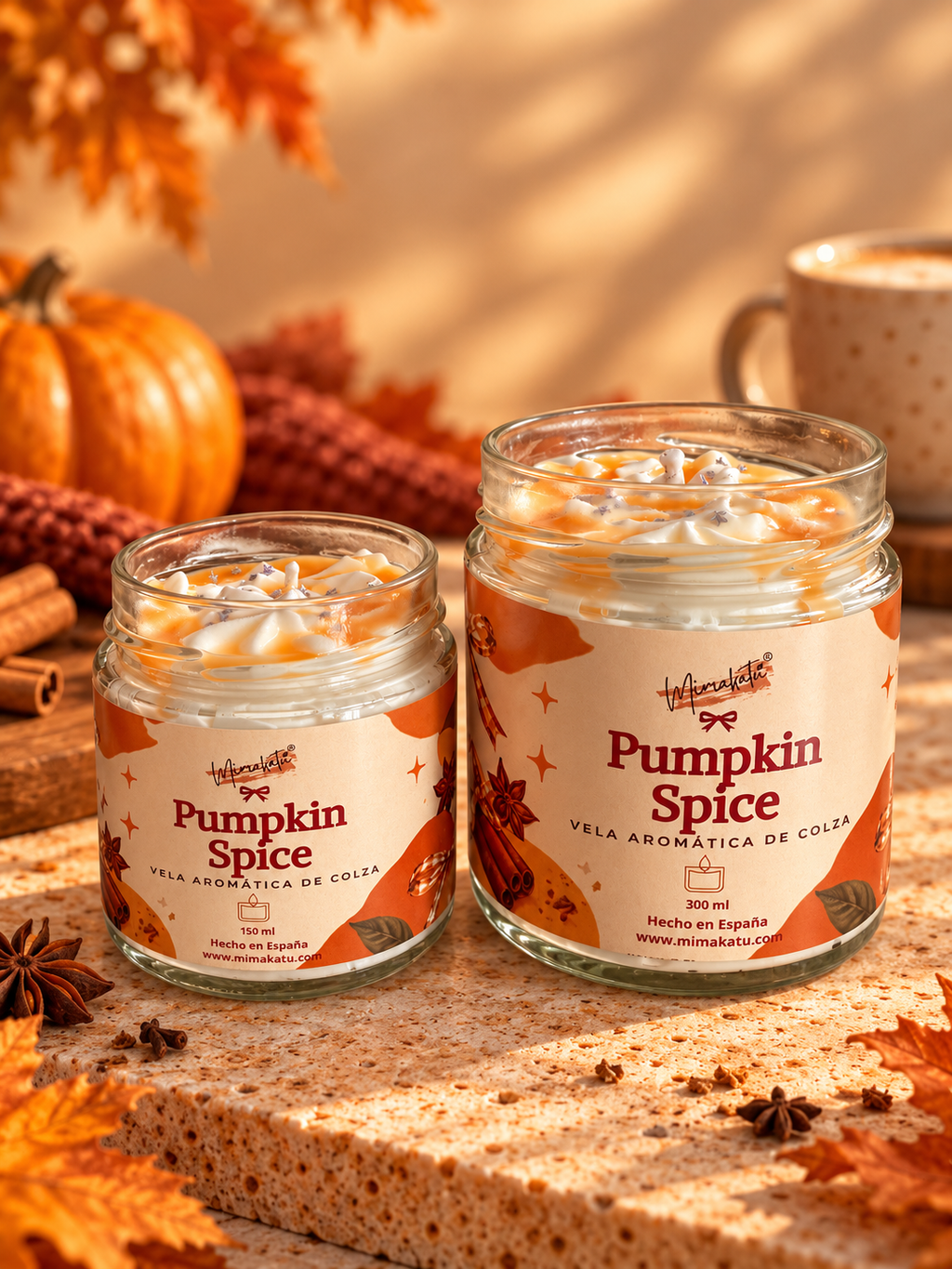 Pumpkin Spice – Vela artesanal de calabaza y especias 🎃🍂