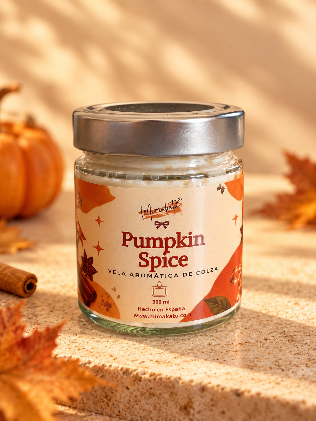 Pumpkin Spice – Vela artesanal de calabaza y especias 🎃🍂