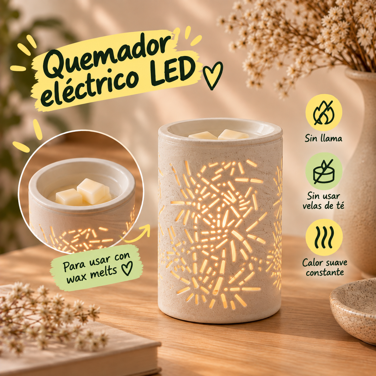 Quemador eléctrico Led -  Bambú