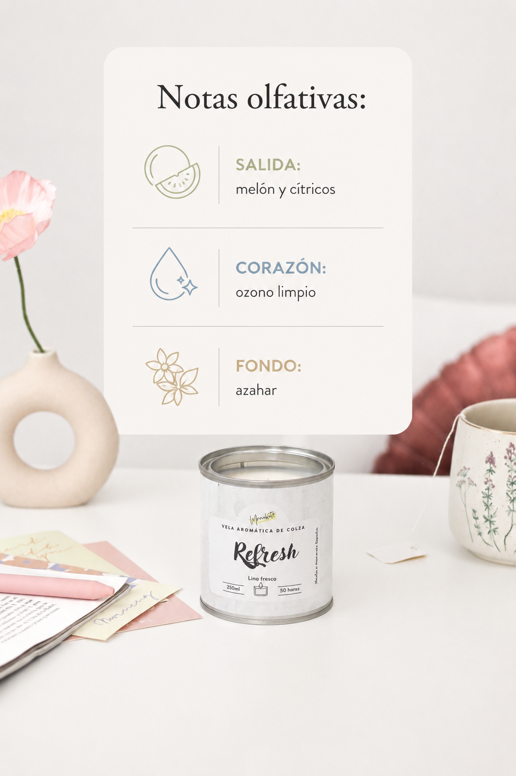 Refresh – Vela artesanal de lino fresco 🌿