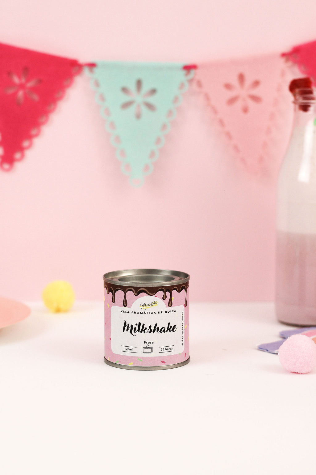 Milkshake de Fresa – Vela artesanal dulce 🍓