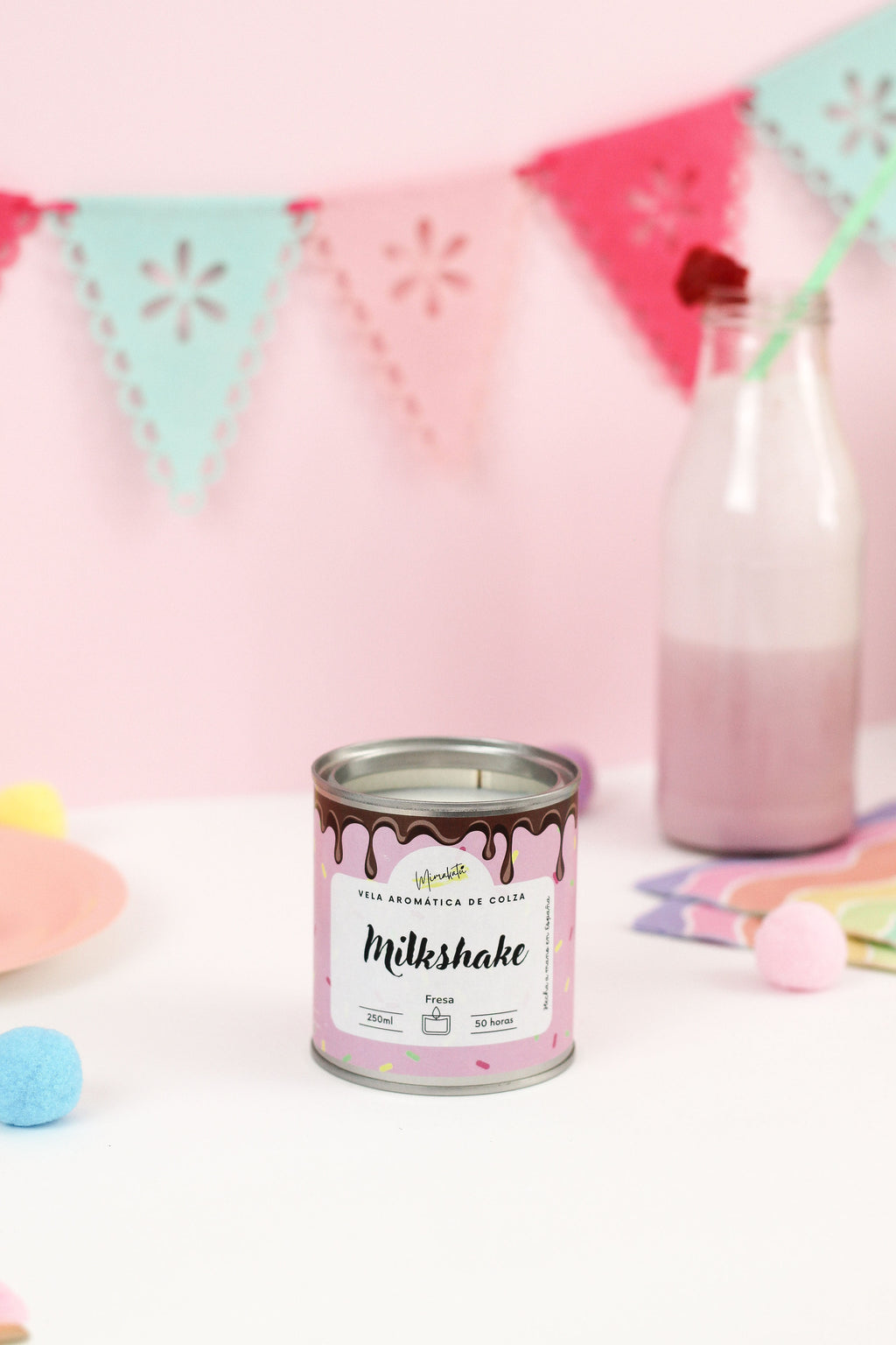 Milkshake de Fresa – Vela artesanal dulce 🍓