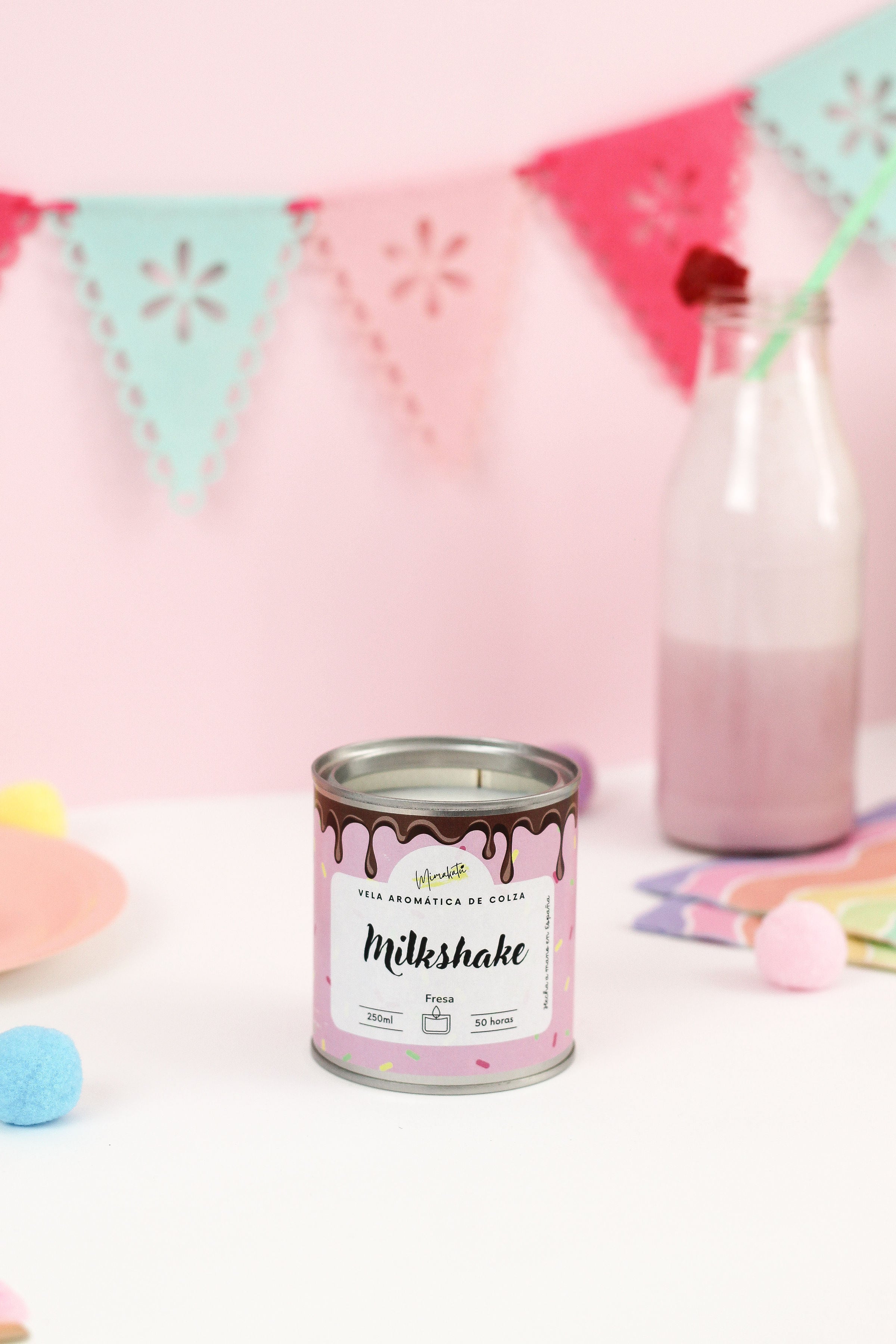Milkshake de Fresa – Vela artesanal dulce 🍓
